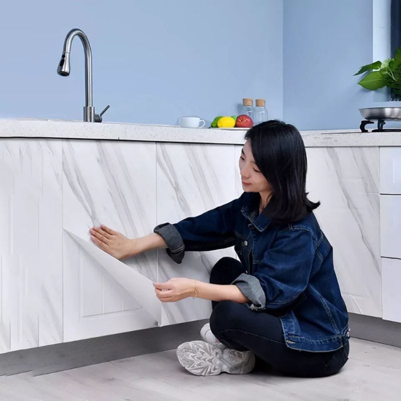 Wall Sticker Marmer Wallpaper Dinding Kamar Mandi Sticker Dapur Anti Minyak