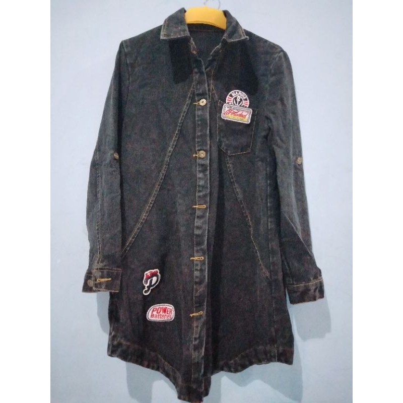 Long tunik jeans bordir dan sablon