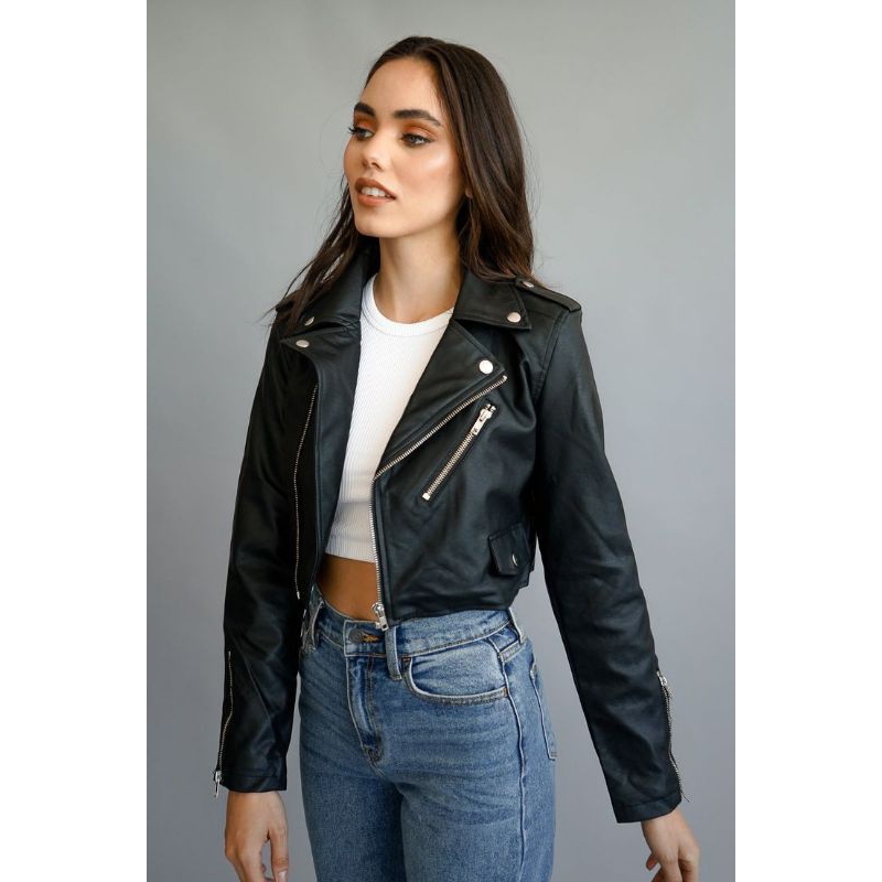 jaket kulit wanita ootd hijab