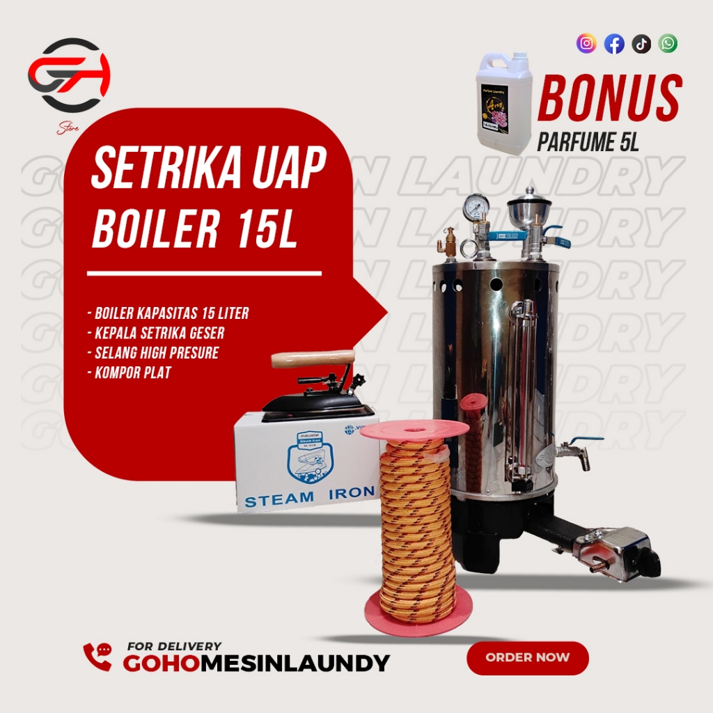 Setrika Uap Laundry Boiler 15L/ Setrika Uap Boiler 15 Liter