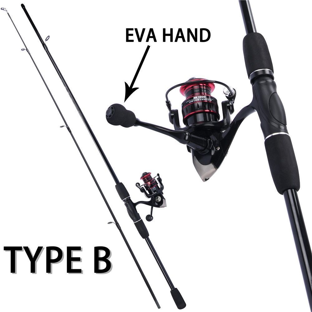 SET PANCING PEMULA Paket Set Joran Pancing Spinning 2.1m Reel Pancing Series HK1000