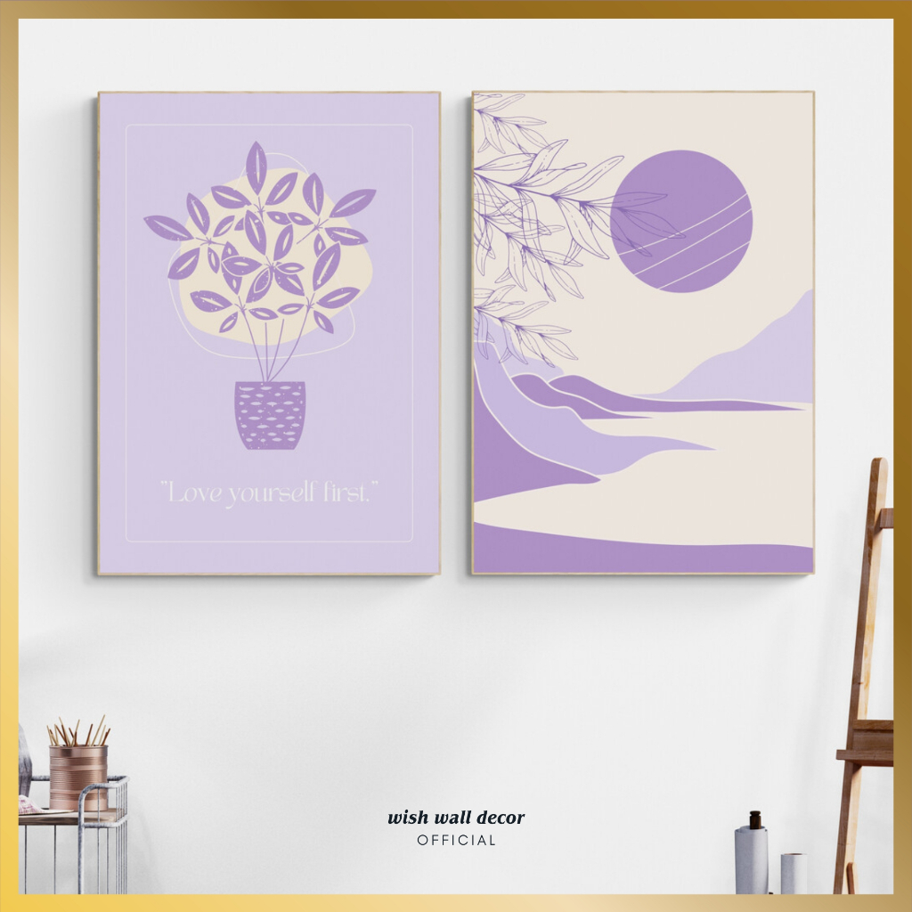Hiasan Dinding Aesthetic 20x29 cm Ruang Tamu Purple - Pajangan Dinding Dapur Warna Ungu - Dekorasi I