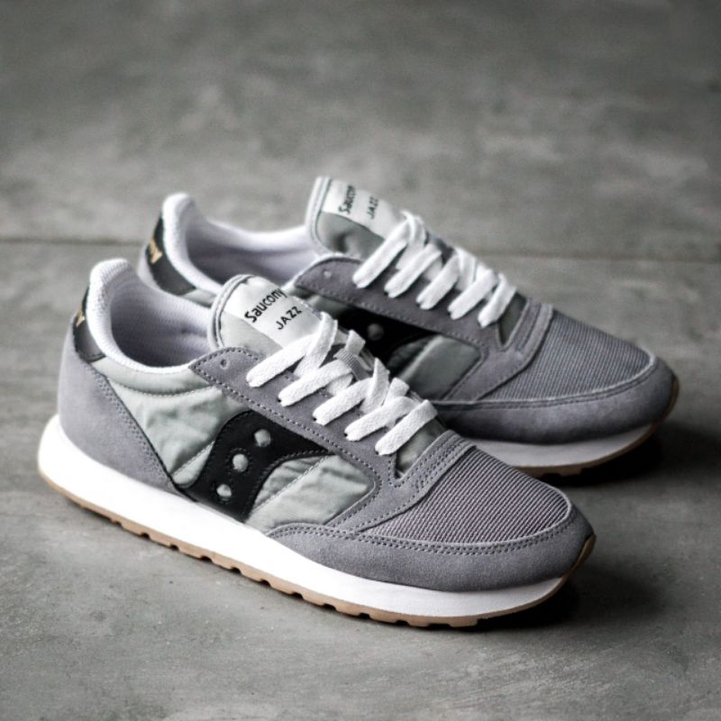 SEPATU SAUCONY JAZZ VINTAGE GREY BLACK ORIGINAL