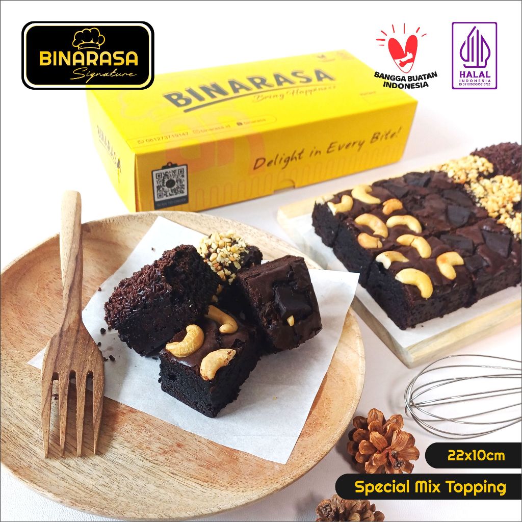 Binarasa Brownies Panggang Ukr 22x10 | Special Mix | Fudgy Brownies | Coklat | Keju | Makanan Ringan
