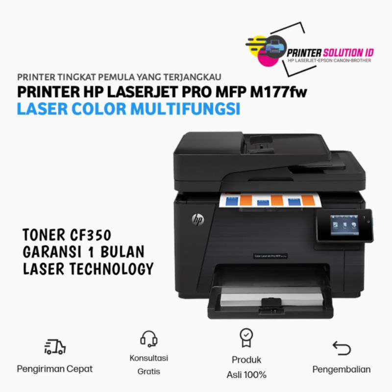 Printer HP LaserJet M177fw multifungsi wifi scan copy adf laser color