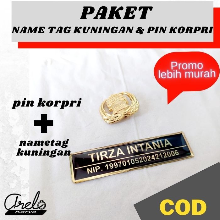 

PAKET NAMETAG name tag KUNINGAN DAN PIN KORPRI (PRODUK TERBARU)