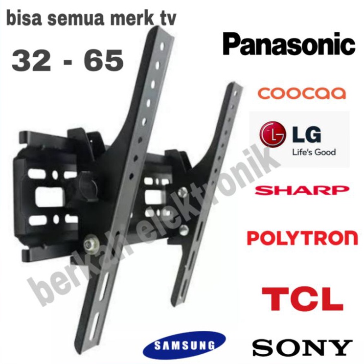 kN bracket tv untuk merk LG samsung sharp coocaq TCL 32 4 43 48 5 55 inch besi tebal  Ready