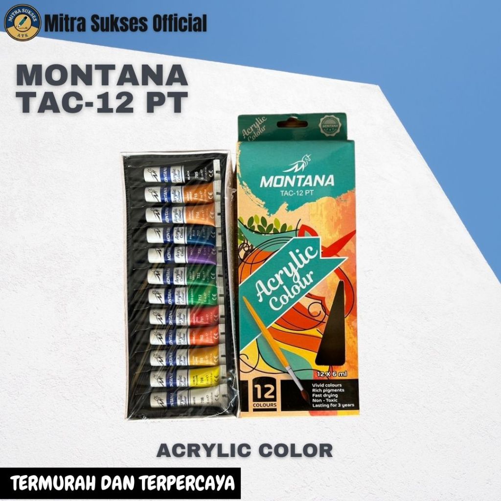 

CAT ACRYLYC / ACRYLYC COLOUR MONTANA 12 WARNA TERMURAH