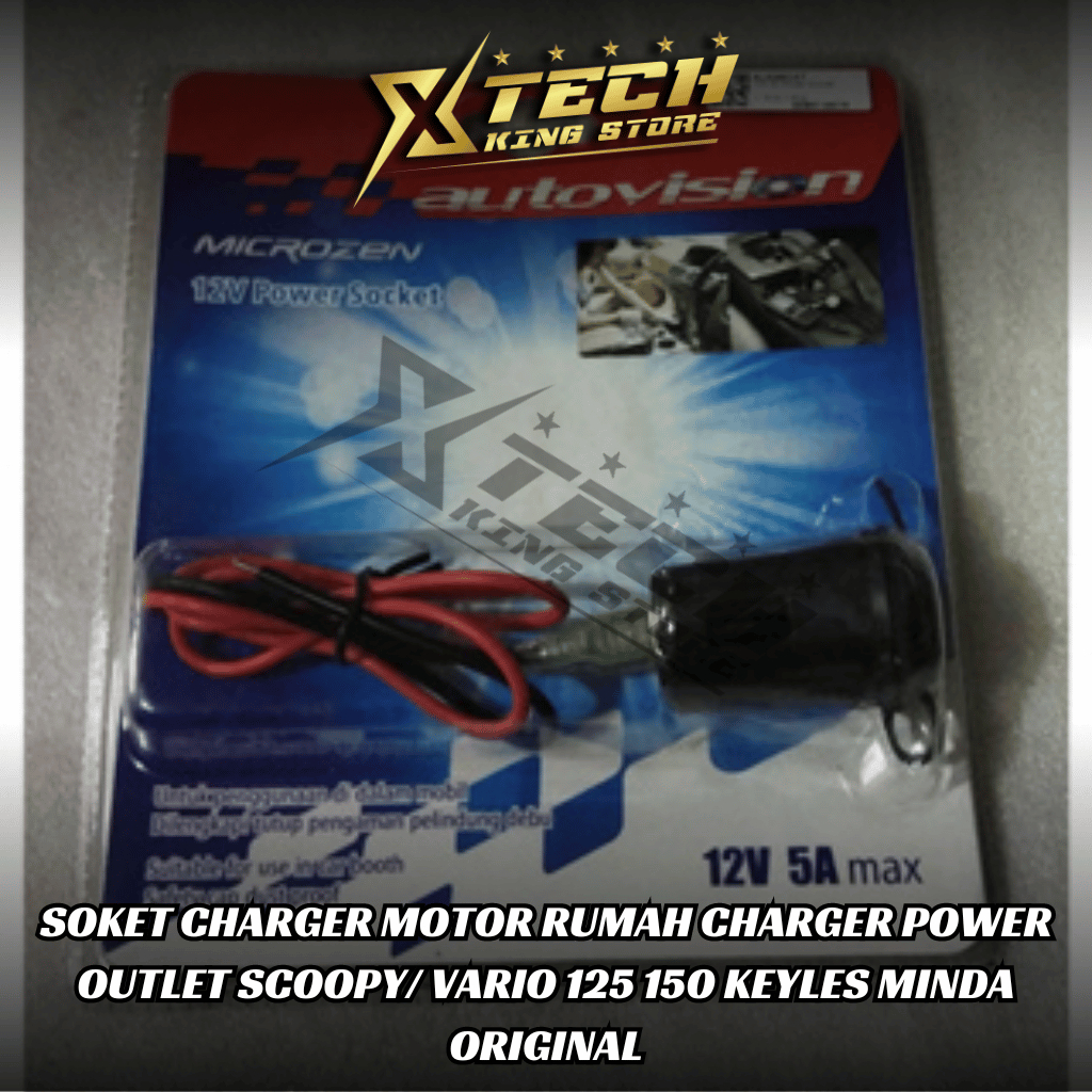 SOKET CHARGER MOTOR RUMAH CHARGER POWER OUTLET VARIO 125 150 KEYLES MOTOR SCOPY MINDA ORINAL