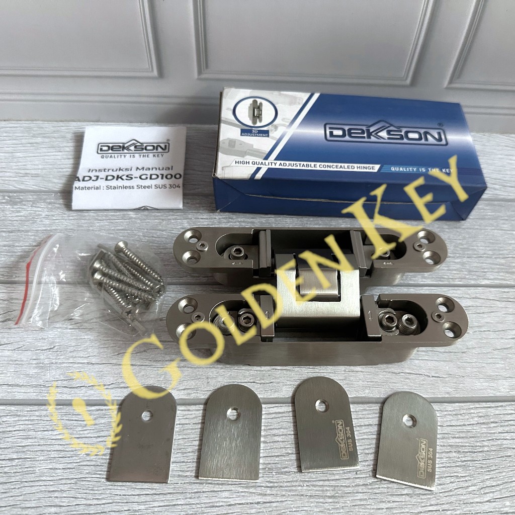 Engsel Tanam Pintu Kamuflase Dekson Dekkson GD 100N Concealed Hinge Adjustable ESS CONC GD100N SSS