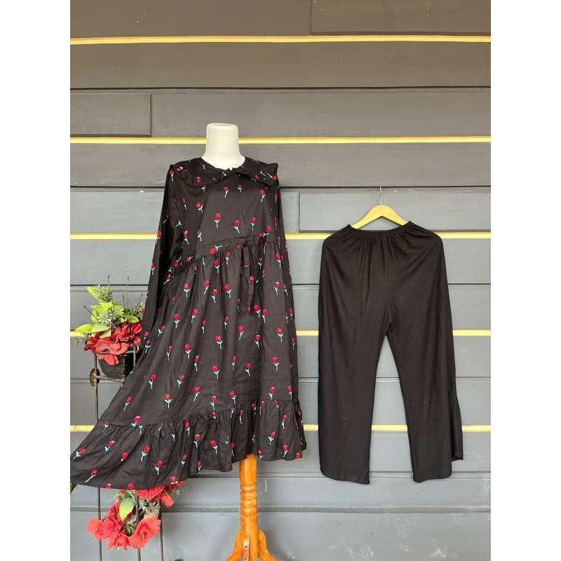 SET TUNIK RAYON JUMBO SETELAN CELANA TUNIK RAYON SUPER ADEM TUNIK RAYON VISCOUSE JUMBO BUSUI FRENDLY