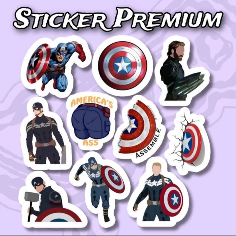 

Sticker Captain America Marvel Pack 10pcs Premium Waterproof