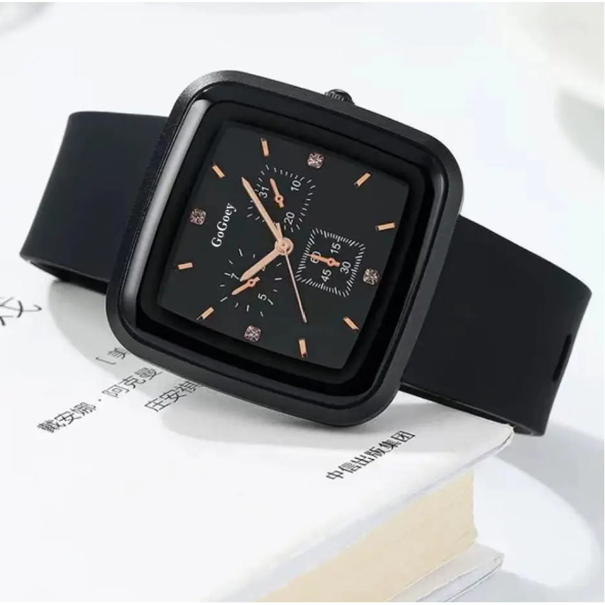 Gogoey arloji wanita Dial besar, jam tangan wanita quartz tali silikon elegan, jam tangan wanita had