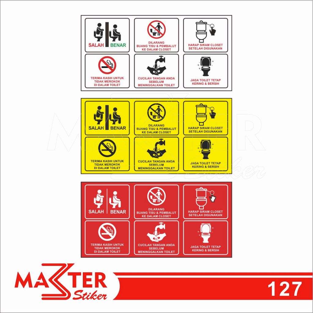 

127 - Stiker Peraturan Tata Tertib di Toilet, Sticker Vinyl, Tahan Air, Termurah, dan Bisa Custom