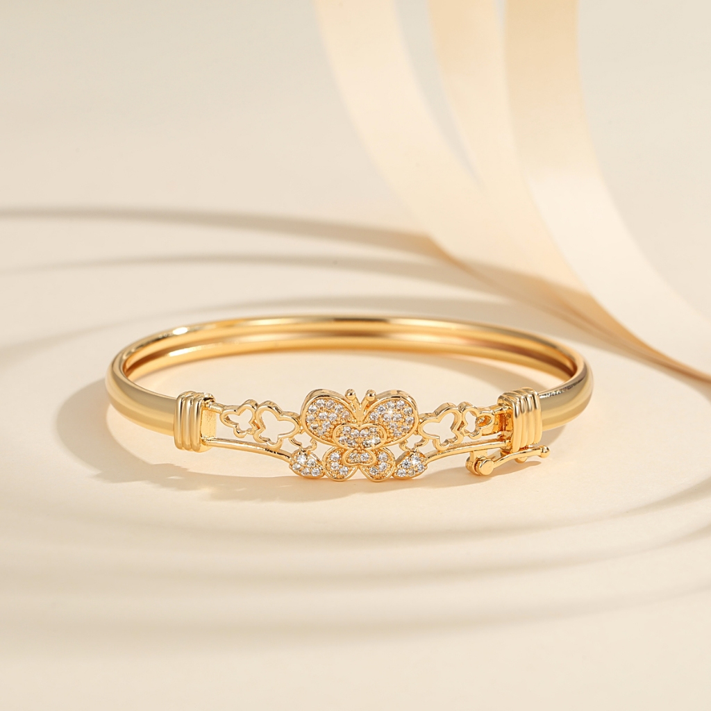 Jewelry Gelang Wanita Model Baru Emas/Titanium/Anti Luntur Gelang Dewasa Mata Zirkon Gelang Lapis Em