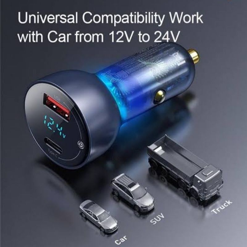 Dual Ports 3.1A 12V-24V Charger Mobil With Digital LED Charger Hp Mobil Adaptor Fast Charger Motor C