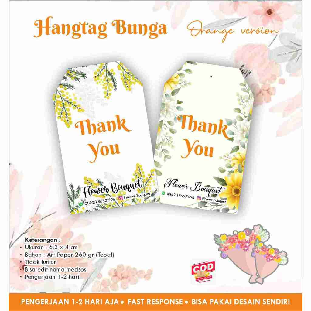 

[25 pcs] Hangtag Flower / Bunga / buket / Price Tag / Label ORANGE version