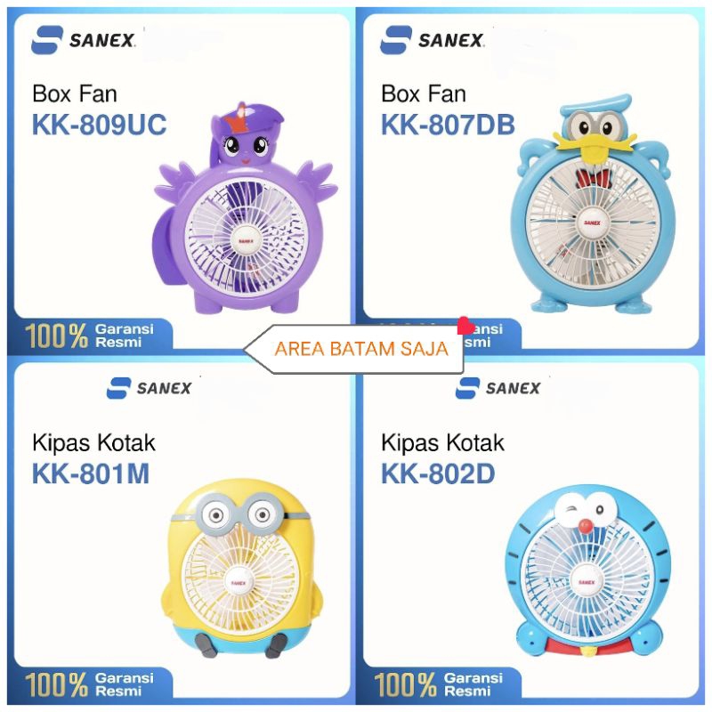 KIPAS ANGIN BOX FAN SANEX KARAKTER / KIPAS ANGIN MEJA DUDUK