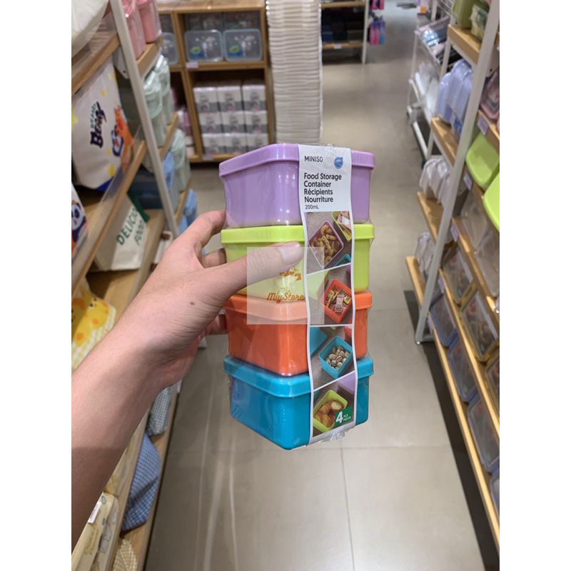 MINISO Wadah Penyimpanan Makanan Besar Warna-Warni Isi 4pcs Ukuran 200mL  / Colorful Large Food Stor