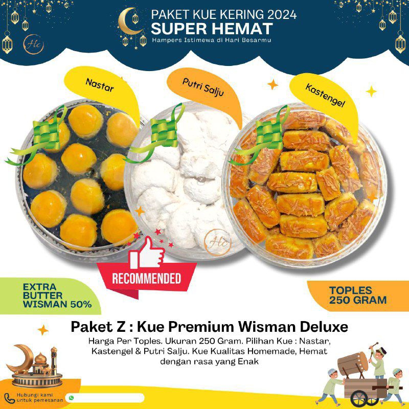 

Kue nastar, kastengel dan putri salju susu Paket Z (1 set)