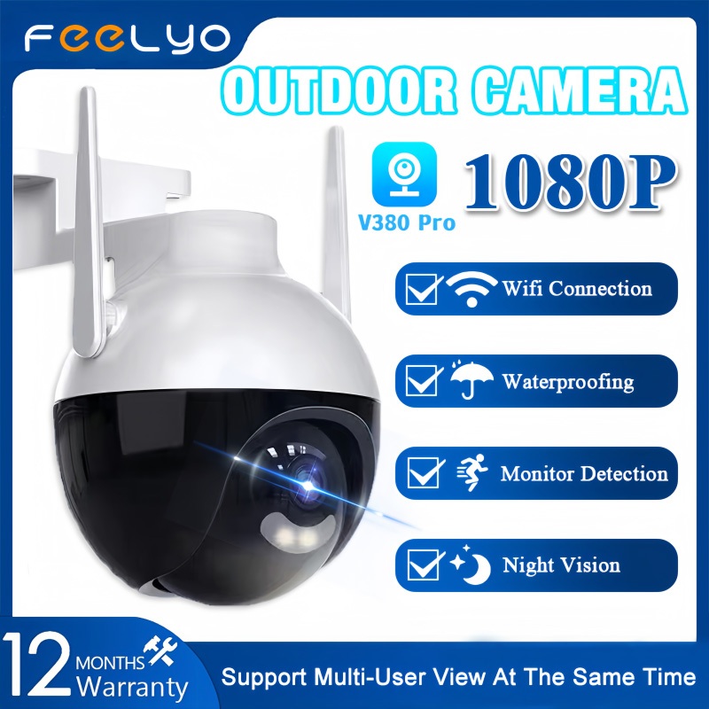 FEELYO CCTV V380 Pro Outdoor WIFI HD 8mp Tanpa Kabel Cctv 360 Derajat Full View Mobile Tracking Wate