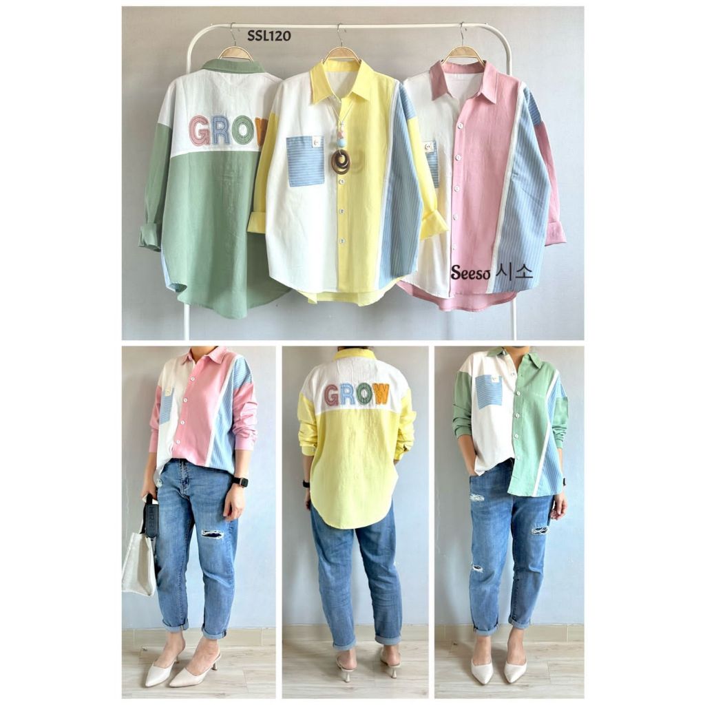 Seeso - SSL120- Kemeja Wanita Linen Import Premium Lubana Growstrip
