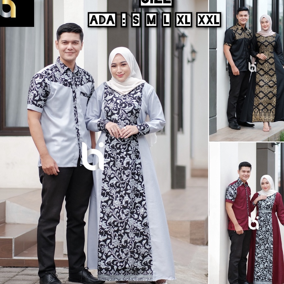 Sambut Musim dengan Diskon Menggiurkan Baju batik cople gamis moscrep couple batik gamis pasangan muslim sarimbit keluarga cople suami istri wanita kapel kondangan