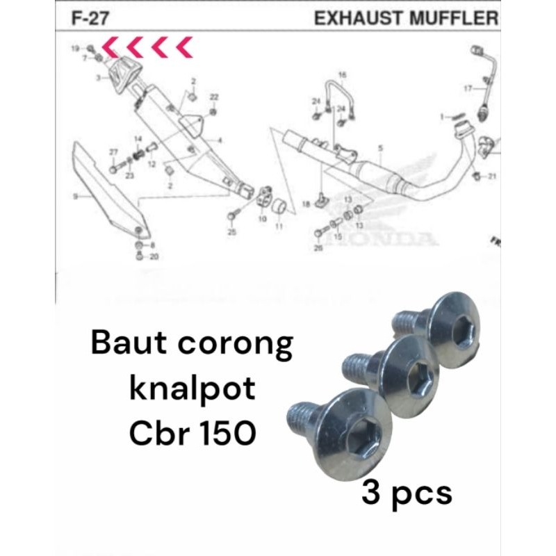 baut corong cover knalpot cb 150r 6x14