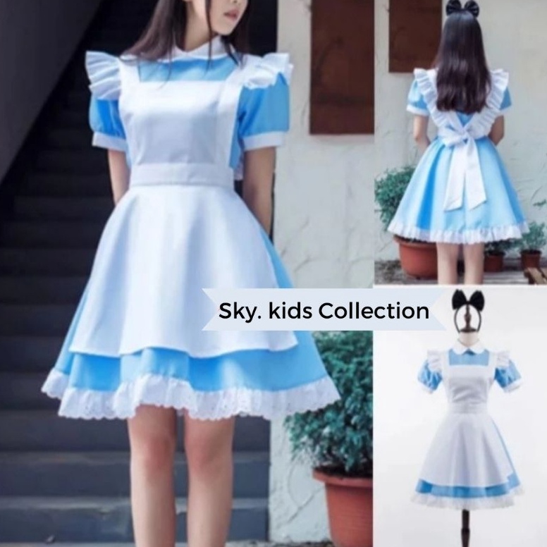 ART Y1O New Collection Kostum Cosplay Maid Blue Alice dan Marykosplay Alice baju Alice Kostum Cospla