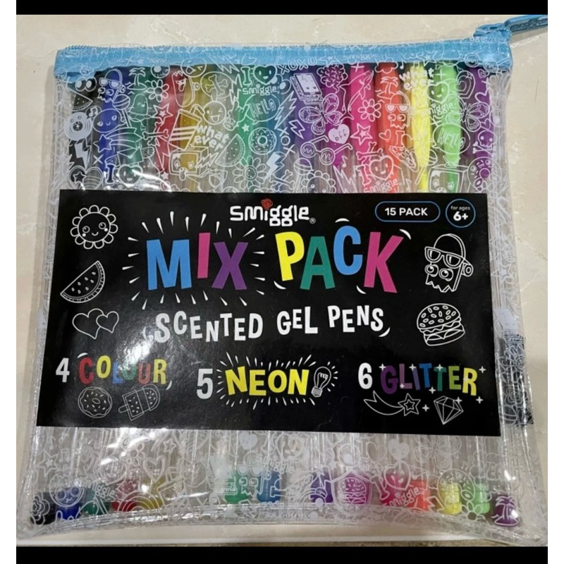 

ori australia smiggle mix scented gel pens colour neon glitter 15 pieces