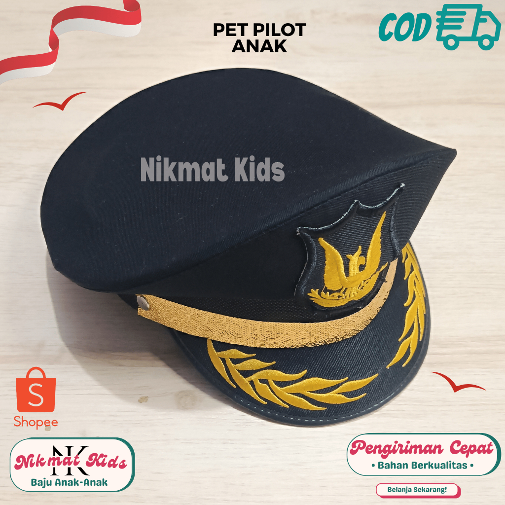 Topi pilot anak laki laki  asesoris kepala anak pilot anak topi profesi karnaval anak tk paud pet