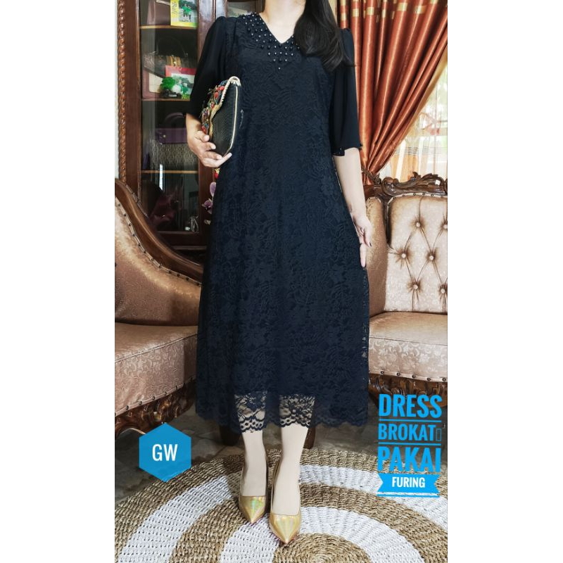 DRESS HITAM BROKAT JUMBO