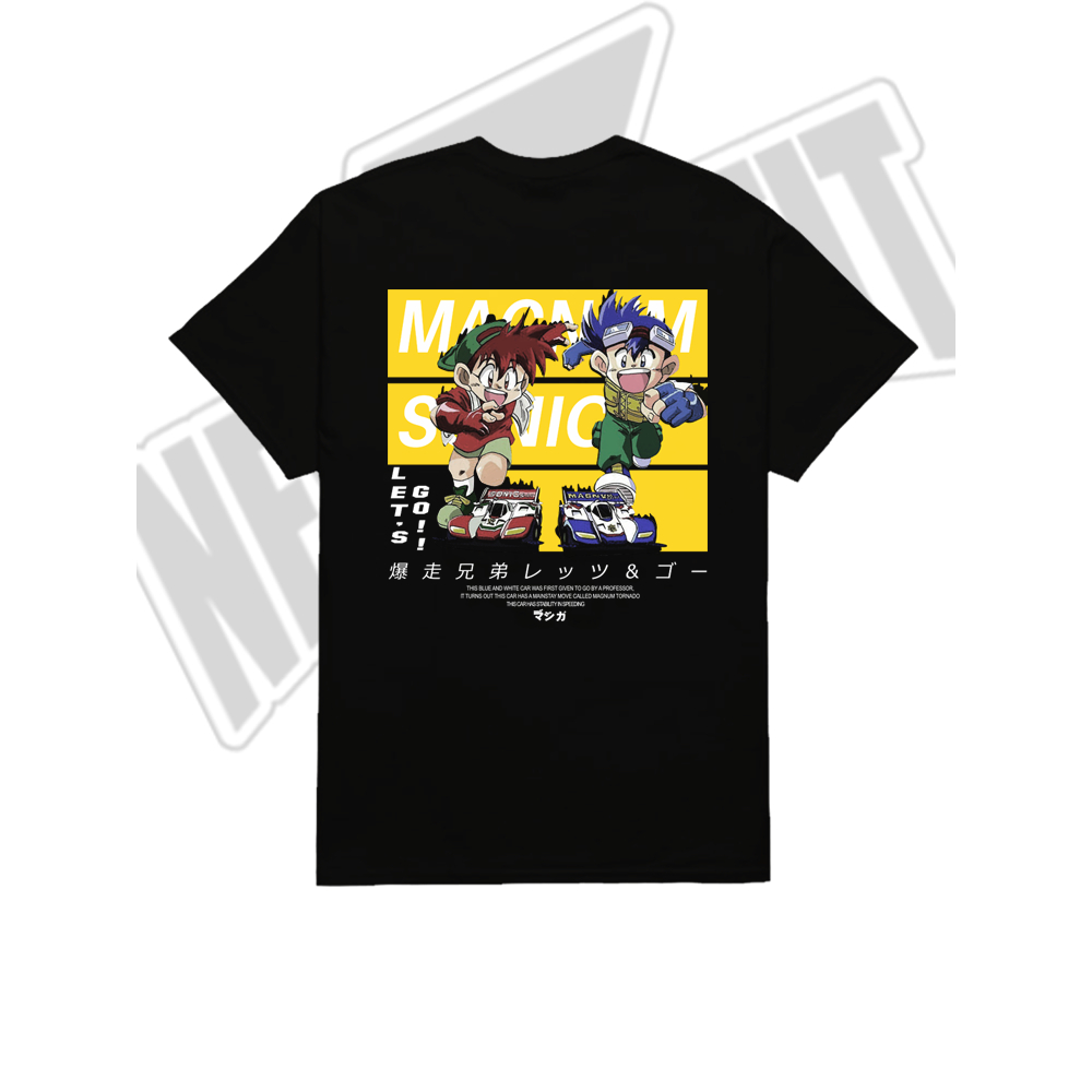 Kaos Baju T shirt Distro Anime MAGNUM SABER SONIC SABER MINI 4WD LETS AND GO TAMIYA Manga Jepang Ori