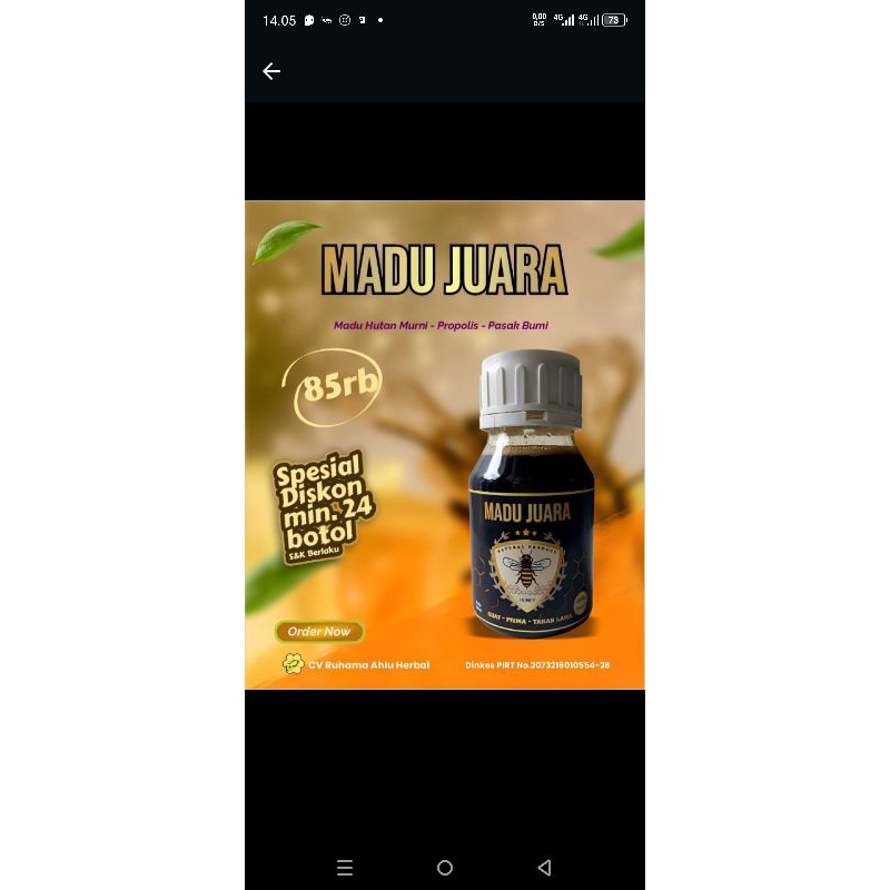 Madu Kuat Juara asli aman buat semua lelaki