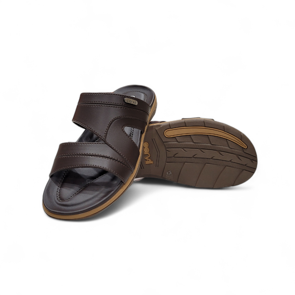 Sandal Slop Pria - Sendal Kulit Carvil - Sandal Slide