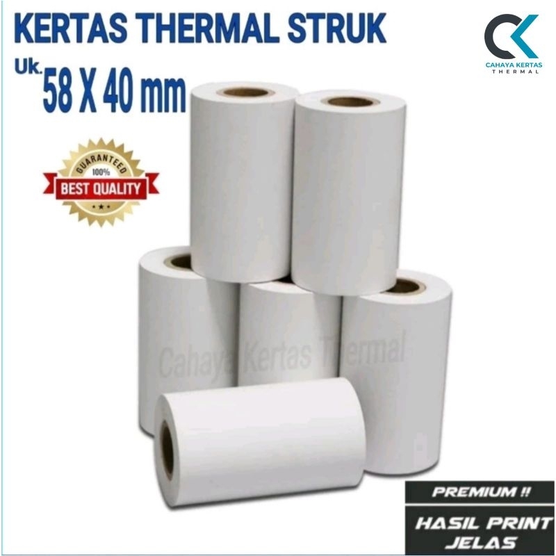 

KERTAS STRUK THERMAL EDC 58 X 40 MM PAKET 10 ROLL/ 1 PACK