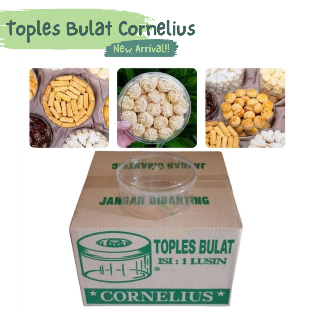 Toples Kue Kering Nastar Bulat Plastik Cornelius / Toples Kue Lebaran 500 gram / Toples Cornelius 25