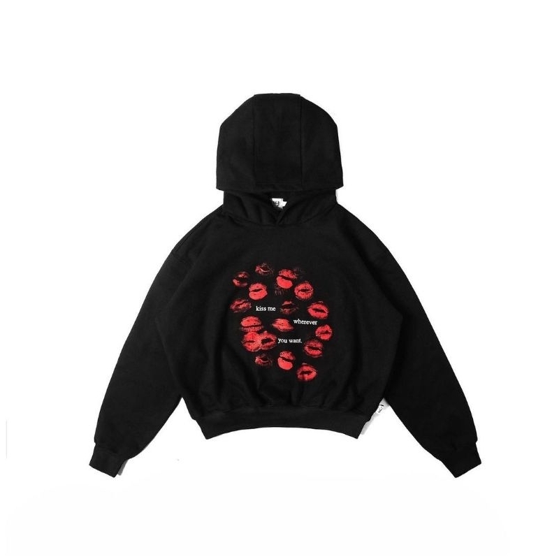 [100% ORIGINAL] HOODIE KISS ME BLACK | HOODIE NINE KISSES TELEPATI.CHE | KAOS KAKI SOCKS | KEYCHAIN 