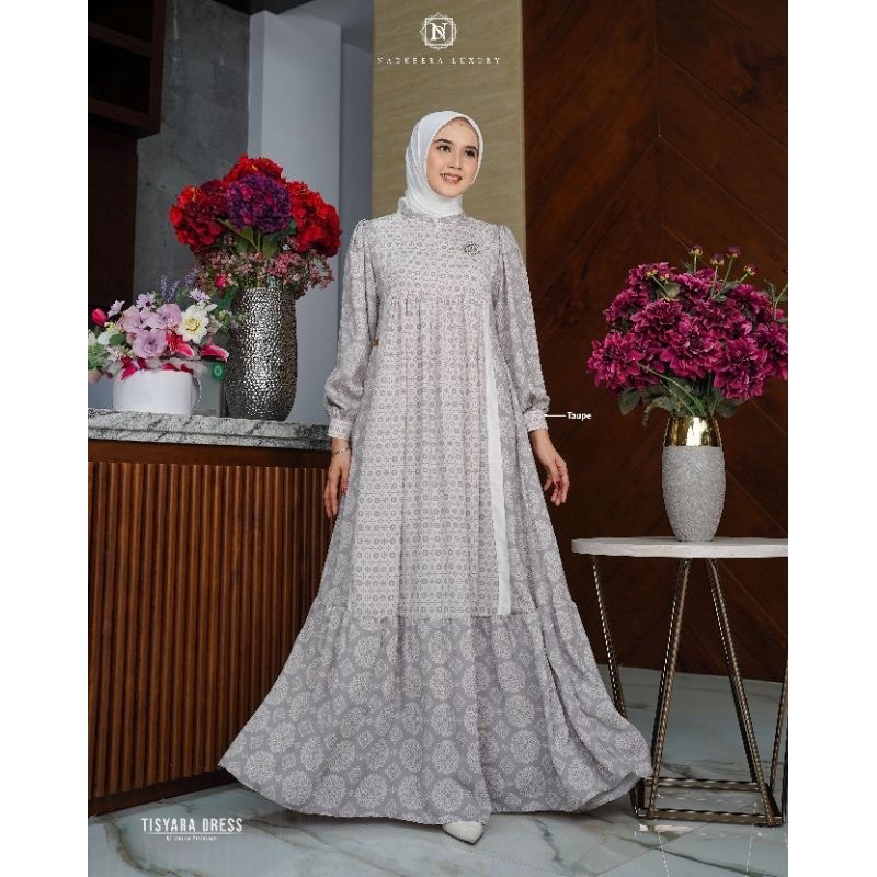 Nadheera Luxury tisyara dress taupe xxl gamis tisara