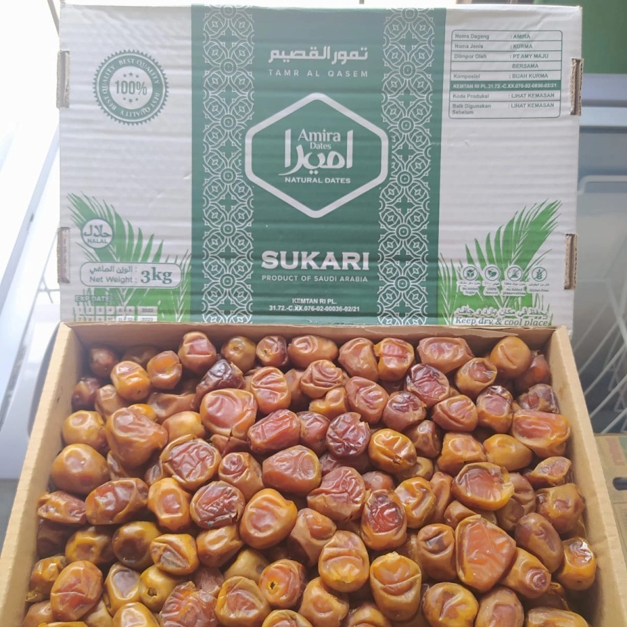 

KURMA SUKARI PREMIUM AMIRA 3KG Sukkari Arab Saudi Kualitas Terbaik 3kg