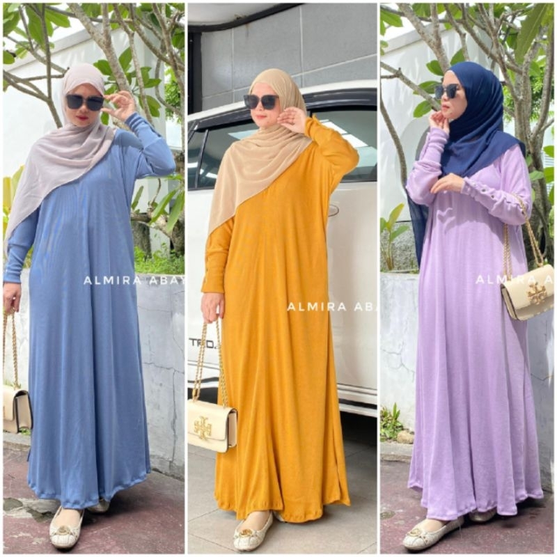 BISA COD GALERIAZKIYA ALMIRA ABAYA BY YAYUKU YAYOE HIJAB/ ABAYA KNIT KANCING AKTIF DI TANGAN/ ABAYA 