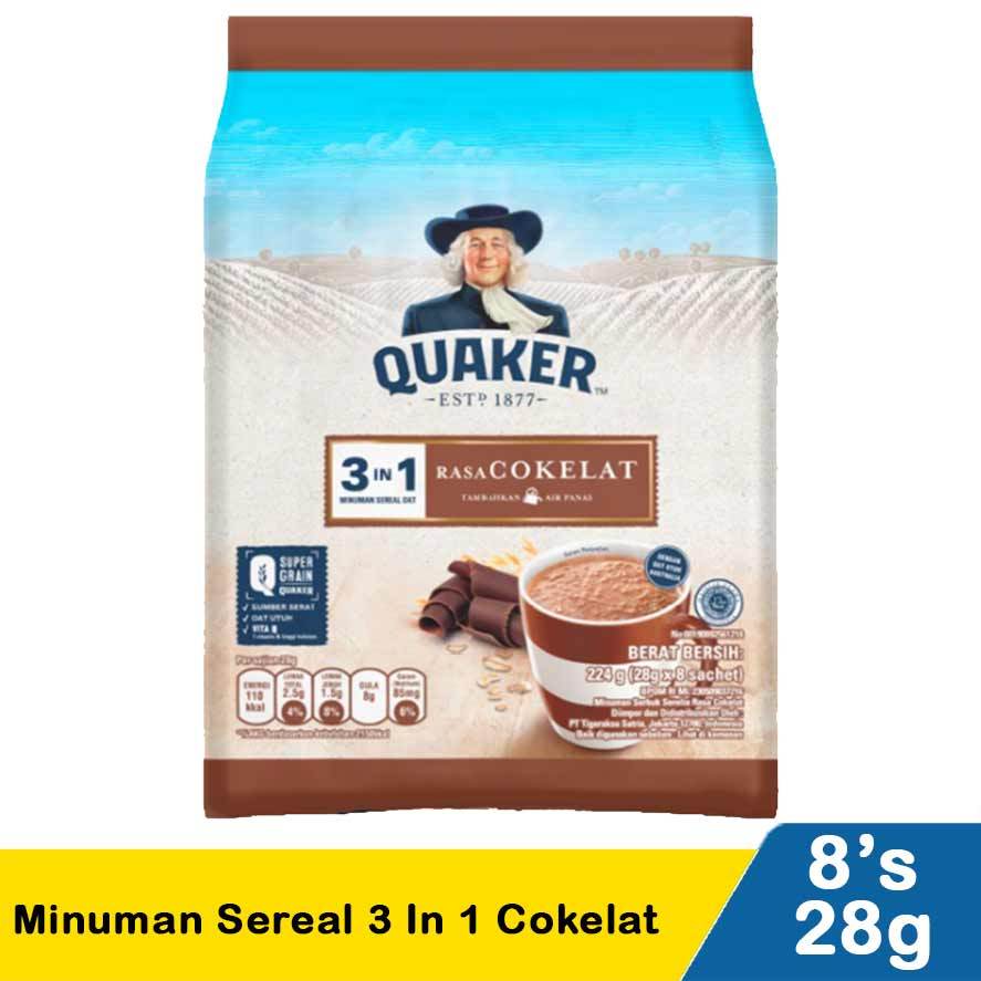 

QUAKER 3in1 Vanilla Cokelat Minuman Sereal Oat 224gr (24gr x 8 sachet)