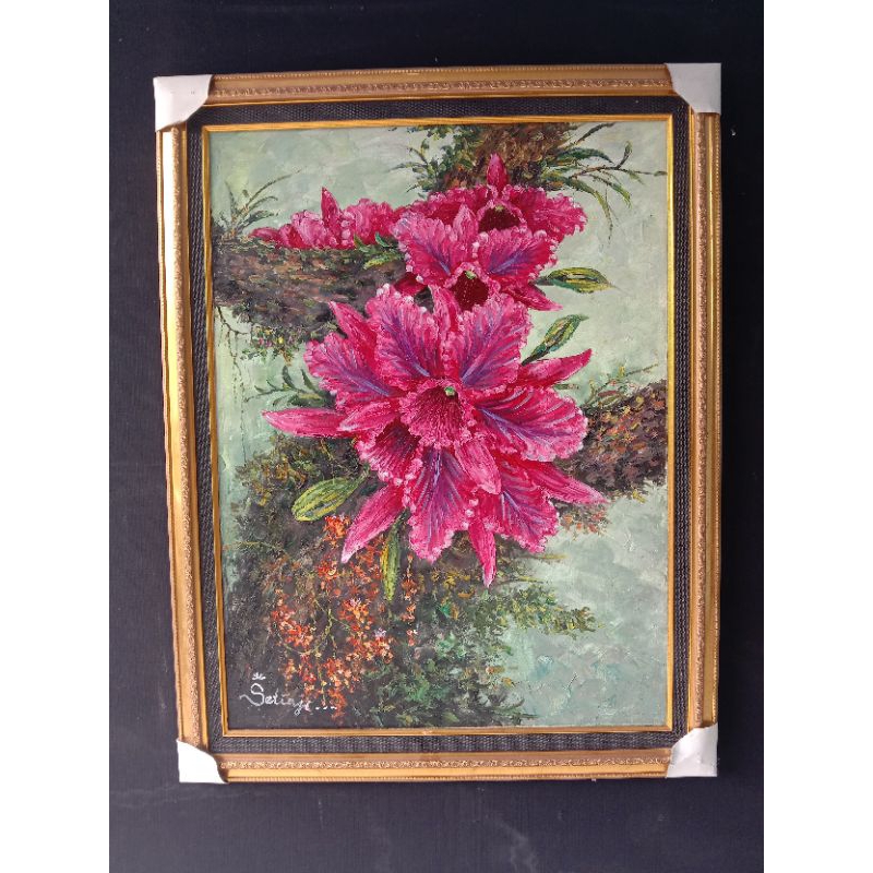 lukisan bunga anggrek ungu