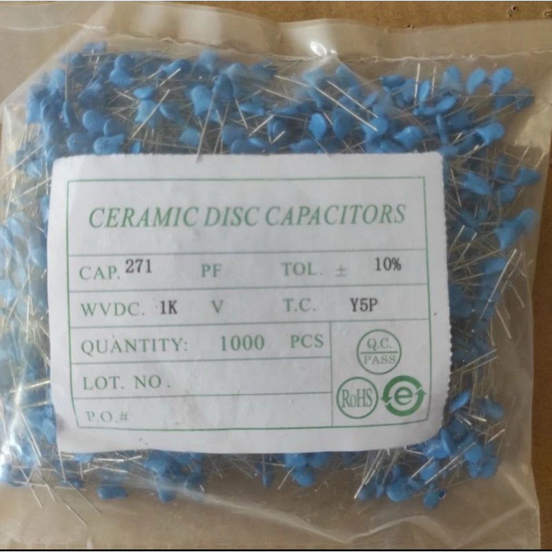 milar 271 keramik biru kapasitor 271 1kv 270pf 1kv