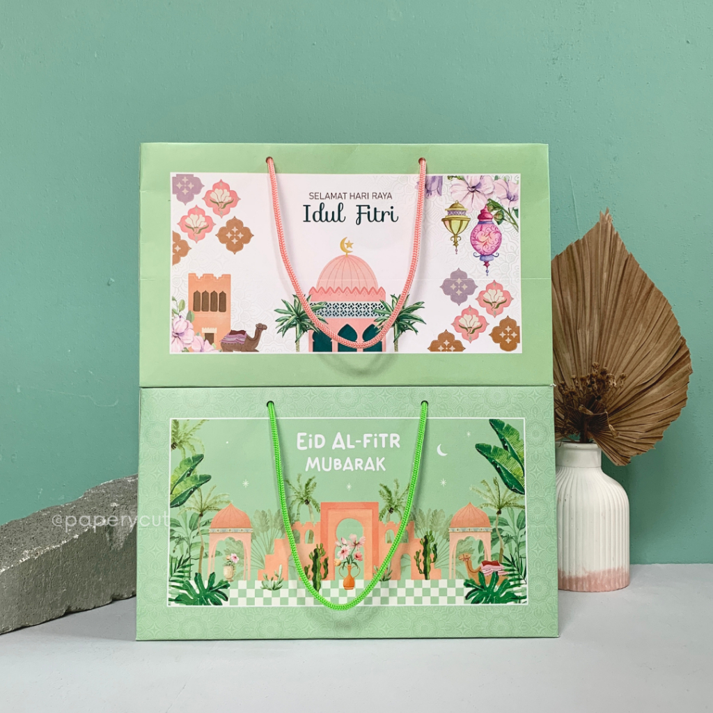 

Paperbag / Goddie Bag / Tas Hampers Packaging Toples Kue Cookies - Lebaran 23 x 12 x 13.5 cm - ECO