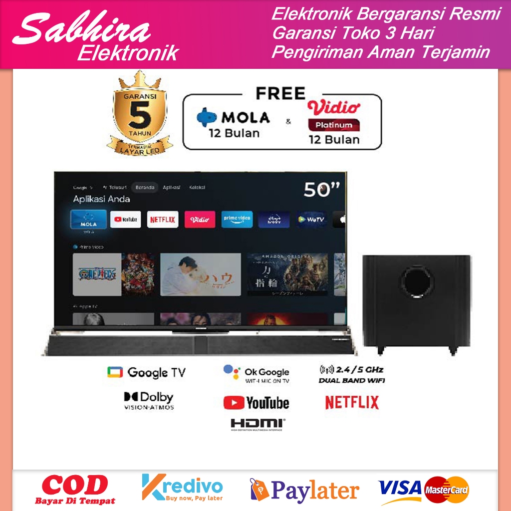 LED TV 50 INCH POLYTRON SOUNDBAR ANDROID