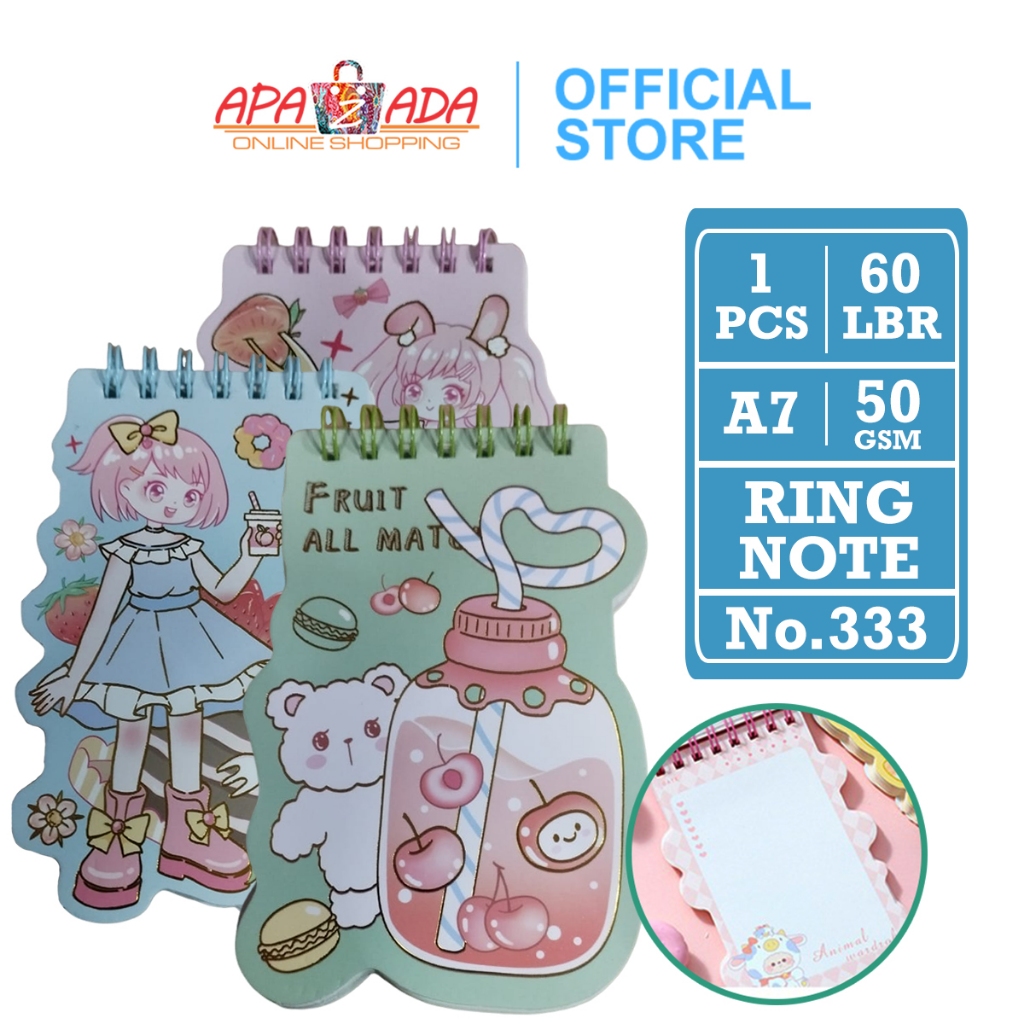 

Apazada Memo Karakter Lucu Berwarna 60 Lembar / Ring Note Uk A7 No.333