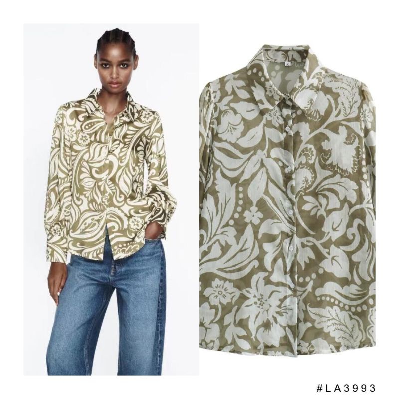 LA3993 - Green Retro Pattern | Shirt Kemeja