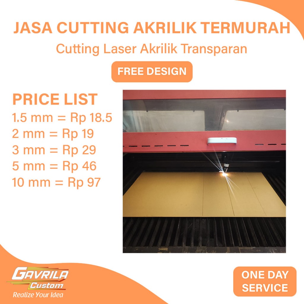 Potong Acrylic Akrilik Custom Laser Cutting Clear Transparan Lembaran Murah