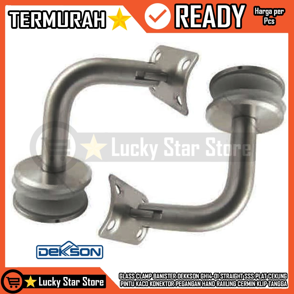 GLASS CLAMP BANISTER DEKKSON GH14-01 STRAIGHT SSS PLAT CEKUNG PINTU KACO KONEKTOR PEGANGAN HAND RAII